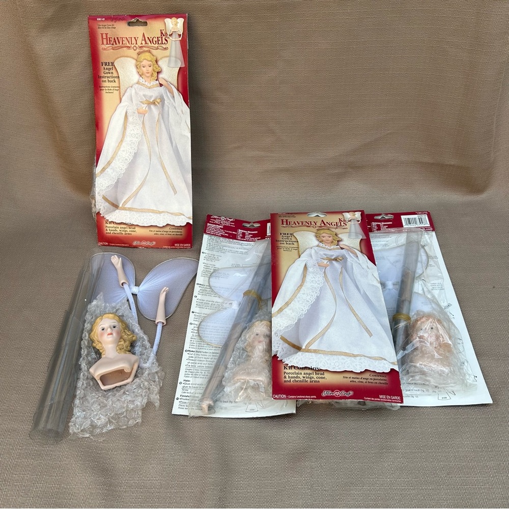 💥 Fibre Craft Vintage Porcelain Heavenly Angels Kit - Lot of 4